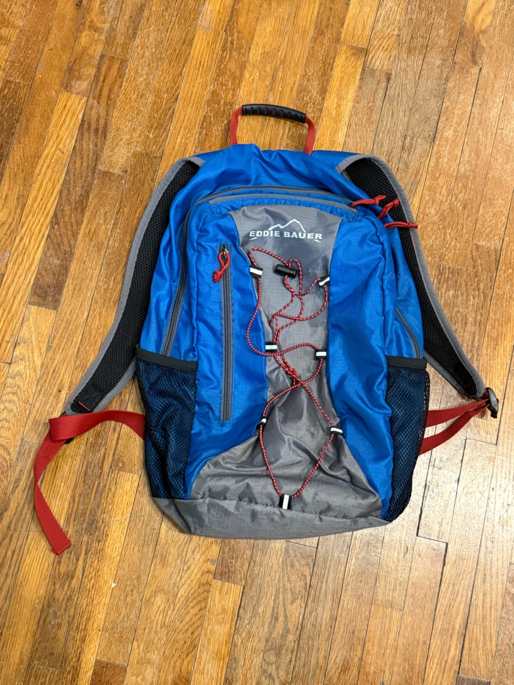Eddie Bauer Blue, Gray and Red Packable Backpack
